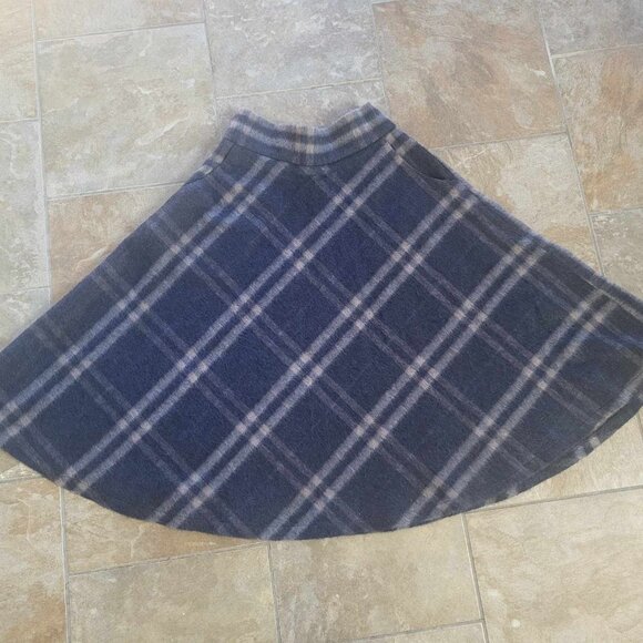 NWOT Wool Midi Plaid Skirt by Nikka, blue and cream, size M (US 8) - Picture 4 of 12